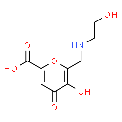 ChemSpider 2D Image | 5-Hydroxy-6-{[(2-hydroxyethyl)amino]methyl}-4-oxo-4H-pyran-2-carboxylic acid | C9H11NO6