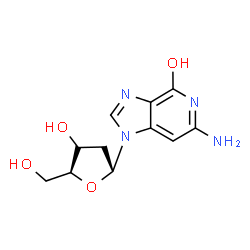 ChemSpider 2D Image | 6-Amino-1-(2-deoxy-alpha-L-erythro-pentofuranosyl)-1,5-dihydro-4H-imidazo[4,5-c]pyridin-4-one | C11H14N4O4