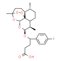 ChemSpider 2D Image | 4-(4-fluorophenyl)-4-{[(5aS,6R,9R,10S,12R)-3,6,9-trimethyldecahydro-3,12-epoxy[1,2]dioxepino[4,3-i]isochromen-10-yl]oxy}butanoic acid | C25H33FO7