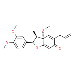 ChemSpider 2D Image | (2R,3R,3aS)-5-Allyl-2-(3,4-dimethoxyphenyl)-3a-methoxy-3-methyl-3,3a-dihydro-1-benzofuran-6(2H)-one | C21H24O5