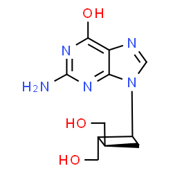 ChemSpider 2D Image | 2-Amino-9-[(3S)-2,3-bis(hydroxymethyl)cyclobutyl]-1,9-dihydro-6H-purin-6-one | C11H15N5O3