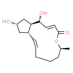 ChemSpider 2D Image | (2E,6S,10Z,11aS,13S,14aR)-1,13-dihydroxy-6-methyl-1,6,7,8,9,11a,12,13,14,14a-decahydro-4H-cyclopenta[f]oxacyclotridecin-4-one | C16H24O4