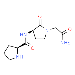 ChemSpider 2D Image | N-[(3R)-1-(2-Amino-2-oxoethyl)-2-oxo-3-pyrrolidinyl]-L-prolinamide | C11H18N4O3