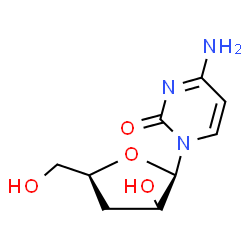 ChemSpider 2D Image | 4-amino-1-[(2R,5S)-3-hydroxy-5-(hydroxymethyl)tetrahydrofuran-2-yl]pyrimidin-2-one | C9H13N3O4