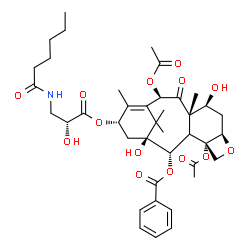 ChemSpider 2D Image | (2alpha,3xi,5beta,7beta,10beta,13alpha)-4,10-Diacetoxy-13-{[(2R)-3-(hexanoylamino)-2-hydroxypropanoyl]oxy}-1,7-dihydroxy-9-oxo-5,20-epoxytax-11-en-2-yl benzoate | C40H53NO14