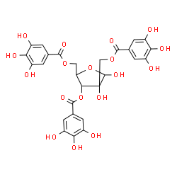 ChemSpider 2D Image | 3,5-bis-O-(3,4,5-trihydroxybenzoyl)-2-C-{[(3,4,5-trihydroxybenzoyl)oxy]methyl}pentofuranose | C27H24O18