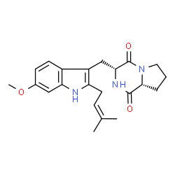 ChemSpider 2D Image | (3R,8aR)-3-{[6-Methoxy-2-(3-methyl-2-buten-1-yl)-1H-indol-3-yl]methyl}hexahydropyrrolo[1,2-a]pyrazine-1,4-dione | C22H27N3O3