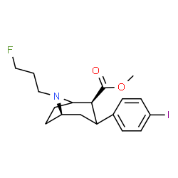 ChemSpider 2D Image | Methyl (2S,5R)-8-(3-fluoropropyl)-3-(4-iodophenyl)-8-azabicyclo[3.2.1]octane-2-carboxylate | C18H23FINO2