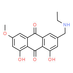 ChemSpider 2D Image | 3-[(Ethylamino)methyl]-1,8-dihydroxy-6-methoxy-9,10-anthraquinone | C18H17NO5