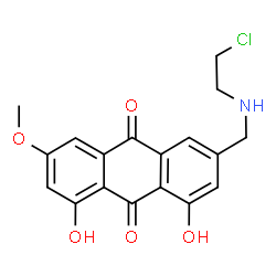 ChemSpider 2D Image | 3-{[(2-Chloroethyl)amino]methyl}-1,8-dihydroxy-6-methoxy-9,10-anthraquinone | C18H16ClNO5