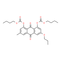 ChemSpider 2D Image | Dibutyl 3-methyl-9,10-dioxo-6-propoxy-9,10-dihydroanthracene-1,8-diyl biscarbonate | C28H32O9