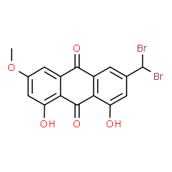 ChemSpider 2D Image | 3-(Dibromomethyl)-1,8-dihydroxy-6-methoxy-9,10-anthraquinone | C16H10Br2O5