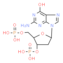 ChemSpider 2D Image | 2-Amino-9-(2-deoxy-3,5-di-O-phosphonopentofuranosyl)-1,9-dihydro-6H-purin-6-one | C10H15N5O10P2