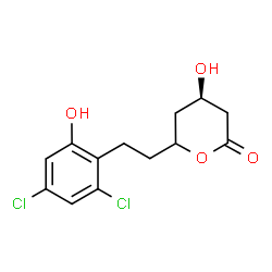 ChemSpider 2D Image | (4R)-6-[2-(2,4-Dichloro-6-hydroxyphenyl)ethyl]-4-hydroxytetrahydro-2H-pyran-2-one | C13H14Cl2O4