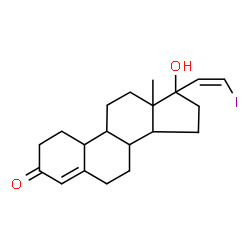 ChemSpider 2D Image | (20Z)-17-Hydroxy-21-iodo-19-norpregna-4,20-dien-3-one | C20H27IO2