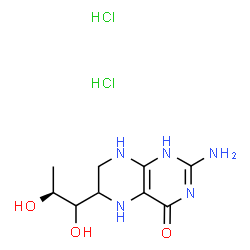 ChemSpider 2D Image | 2-Amino-6-[(2S)-1,2-dihydroxypropyl]-5,6,7,8-tetrahydro-4(1H)-pteridinone dihydrochloride | C9H17Cl2N5O3