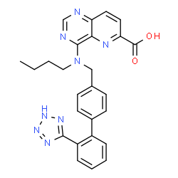 ChemSpider 2D Image | 4-(Butyl{[2'-(1H-tetrazol-5-yl)-4-biphenylyl]methyl}amino)pyrido[3,2-d]pyrimidine-6-carboxylic acid | C26H24N8O2