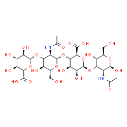 ChemSpider 2D Image | beta-D-Glucopyranuronosyl-(1->3)-(3xi)-2-acetamido-2-deoxy-beta-D-ribo-hexopyranosyl-(1->4)-beta-D-glucopyranuronosyl-(1->3)-(3xi)-2-acetamido-2-deoxy-beta-D-ribo-hexopyranose | C28H44N2O23