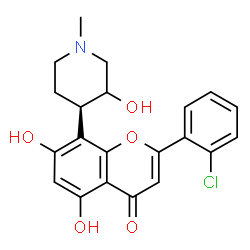 ChemSpider 2D Image | 2-(2-Chlorophenyl)-5,7-dihydroxy-8-[(4R)-3-hydroxy-1-methyl-4-piperidinyl]-4H-chromen-4-one | C21H20ClNO5