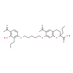 ChemSpider 2D Image | 6-Acetyl-7-{[5-(4-acetyl-3-hydroxy-2-propylphenoxy)pentyl]oxy}-2-propyl-2-chromanecarboxylic acid | C31H40O8