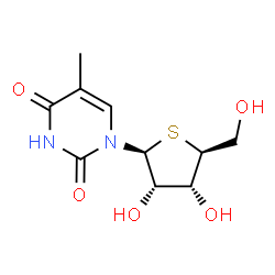 ChemSpider 2D Image | 5-Methyl-1-(4-thio-beta-L-ribofuranosyl)-2,4(1H,3H)-pyrimidinedione | C10H14N2O5S