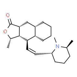 ChemSpider 2D Image | (3S,3aS,4R,4aS,8aS,9aR)-4-{(Z)-2-[(2R,6S)-1,6-Dimethyl-2-piperidinyl]vinyl}-3-methyldecahydronaphtho[2,3-c]furan-1(3H)-one | C22H35NO2