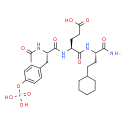 ChemSpider 2D Image | N-Acetyl-O-phosphono-L-tyrosyl-N-[(2S)-1-amino-4-cyclohexyl-1-oxo-2-butanyl]-L-alpha-glutamine | C26H39N4O10P