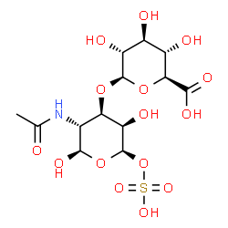 ChemSpider 2D Image | (2S,3S,4S,5R,6R)-6-{[(2R,3R,4R,5R,6R)-3-acetamido-2,5-dihydroxy-6-(sulfooxy)oxan-4-yl]oxy}-3,4,5-trihydroxyoxane-2-carboxylic acid | C13H21NO15S