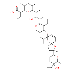 ChemSpider 2D Image | 2-(6-{6-[2-(5-Ethyl-5-hydroxy-6-methyltetrahydro-2H-pyran-2-yl)-2,10,12-trimethyl-1,6,8-trioxadispiro[4.1.5.3]pentadec-13-en-9-yl]-3-hydroxy-4-methyl-5-oxo-2-octanyl}-3,5-dimethyltetrahydro-2H-pyran-2
-yl)butanoic acid | C43H72O10