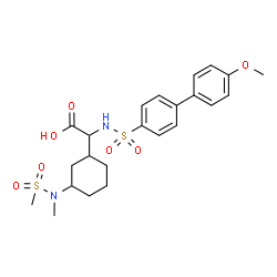 ChemSpider 2D Image | {[(4'-Methoxy-4-biphenylyl)sulfonyl]amino}{3-[methyl(methylsulfonyl)amino]cyclohexyl}acetic acid | C23H30N2O7S2