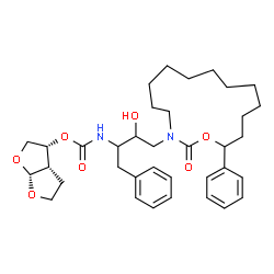 ChemSpider 2D Image | (3R,3aS,6aR)-Hexahydrofuro[2,3-b]furan-3-yl [3-hydroxy-4-(2-oxo-15-phenyl-1-oxa-3-azacyclopentadecan-3-yl)-1-phenyl-2-butanyl]carbamate | C36H50N2O7