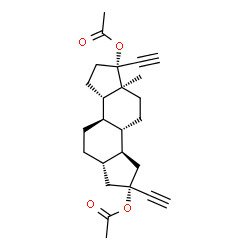 ChemSpider 2D Image | (1R,3aS,3bR,5aS,7R,8aS,8bR,10aS)-1,7-Diethynyl-10a-methylhexadecahydrodicyclopenta[a,f]naphthalene-1,7-diyl diacetate | C25H32O4