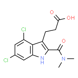 ChemSpider 2D Image | 3-[4,6-Dichloro-2-(dimethylcarbamoyl)-1H-indol-3-yl]propanoic acid | C14H14Cl2N2O3