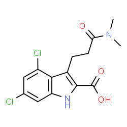 ChemSpider 2D Image | 4,6-Dichloro-3-[3-(dimethylamino)-3-oxopropyl]-1H-indole-2-carboxylic acid | C14H14Cl2N2O3