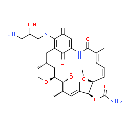 ChemSpider 2D Image | (4E,6Z,8S,9S,10E,12S,13R,14S,16R)-19-[(3-Amino-2-hydroxypropyl)amino]-13-hydroxy-8,14-dimethoxy-4,10,12,16-tetramethyl-3,20,22-trioxo-2-azabicyclo[16.3.1]docosa-1(21),4,6,10,18-pentaen-9-yl carbamate | C31H46N4O9