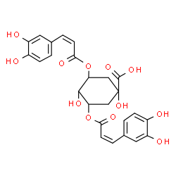 ChemSpider 2D Image | 3,5-Bis{[(2Z)-3-(3,4-dihydroxyphenyl)-2-propenoyl]oxy}-1,4-dihydroxycyclohexanecarboxylic acid | C25H24O12