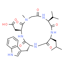 ChemSpider 2D Image | Cyclo(L-alpha-aspartyl-N-methylglycyl-L-valyl-L-leucyl-D-tryptophyl) | C29H40N6O7