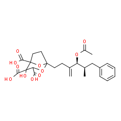 ChemSpider 2D Image | 1-[(4S,5R)-4-Acetoxy-5-methyl-3-methylene-6-phenylhexyl]-4-hydroxy-2,8-dioxabicyclo[3.2.1]octane-3,4,5-tricarboxylic acid | C25H30O11