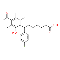 ChemSpider 2D Image | 7-(4-Acetyl-2-hydroxy-3,5,6-trimethylphenyl)-7-(4-fluorophenyl)heptanoic acid | C24H29FO4