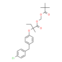 ChemSpider 2D Image | [(2,2-Dimethylpropanoyl)oxy]methyl 2-[4-(4-chlorobenzyl)phenoxy]-2-methylbutanoate | C24H29ClO5