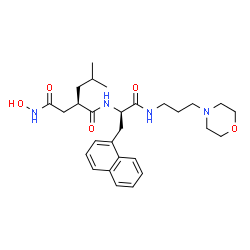 ChemSpider 2D Image | (2R)-N~4~-Hydroxy-2-isobutyl-N~1~-[(2R)-1-{[3-(4-morpholinyl)propyl]amino}-3-(1-naphthyl)-1-oxo-2-propanyl]succinamide | C28H40N4O5