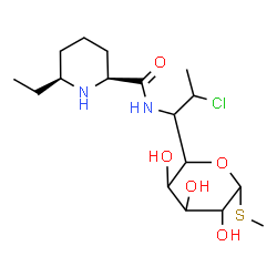 ChemSpider 2D Image | Methyl 5-[2-chloro-1-({[(2S,6S)-6-ethyl-2-piperidinyl]carbonyl}amino)propyl]-1-thiopentopyranoside | C17H31ClN2O5S