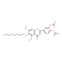 ChemSpider 2D Image | 4-[5,7-Dimethoxy-6-(octyloxy)-4-oxo-4H-chromen-2-yl]-1,2-phenylene diacetate | C29H34O9