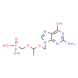 ChemSpider 2D Image | ({1-[(2-Amino-6-oxo-1,6-dihydro-9H-purin-9-yl)methoxy]ethoxy}methyl)phosphonic acid | C9H14N5O6P
