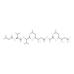 ChemSpider 2D Image | N-(3-Methylbutanoyl)-L-valyl-N-[1-({1-[(1-carboxy-2-hydroxy-5-methyl-3-hexanyl)amino]-1-oxo-2-propanyl}amino)-3-hydroxy-6-methyl-1-oxo-4-heptanyl]-L-valinamide | C34H63N5O9