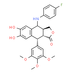ChemSpider 2D Image | (3aS,9R,9aR)-4-[(4-Fluorophenyl)amino]-6,7-dihydroxy-9-(3,4,5-trimethoxyphenyl)-3a,4,9,9a-tetrahydronaphtho[2,3-c]furan-1(3H)-one | C27H26FNO7