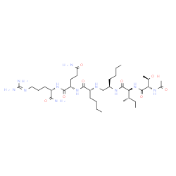 ChemSpider 2D Image | N-{(2R)-2-[(N-Acetyl-L-threonyl-L-isoleucyl)amino]hexyl}-D-norleucyl-L-glutaminyl-L-argininamide | C35H67N11O8