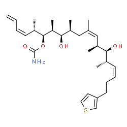 ChemSpider 2D Image | (3Z,5S,6S,7S,8R,9S,11Z,13S,14S,15S,16Z)-8,14-Dihydroxy-5,7,9,11,13,15-hexamethyl-19-(3-thienyl)-1,3,11,16-nonadecatetraen-6-yl carbamate | C30H47NO4S