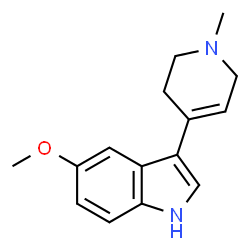 ChemSpider 2D Image | 5-methoxy-3-(1,2,3,6-tetrahydro-1-methyl-4-pyridinyl)-1h-indole | C15H18N2O