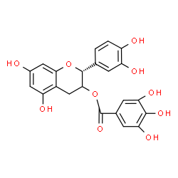ChemSpider 2D Image | (2R)-2-(3,4-Dihydroxyphenyl)-5,7-dihydroxy-3,4-dihydro-2H-chromen-3-yl 3,4,5-trihydroxybenzoate | C22H18O10